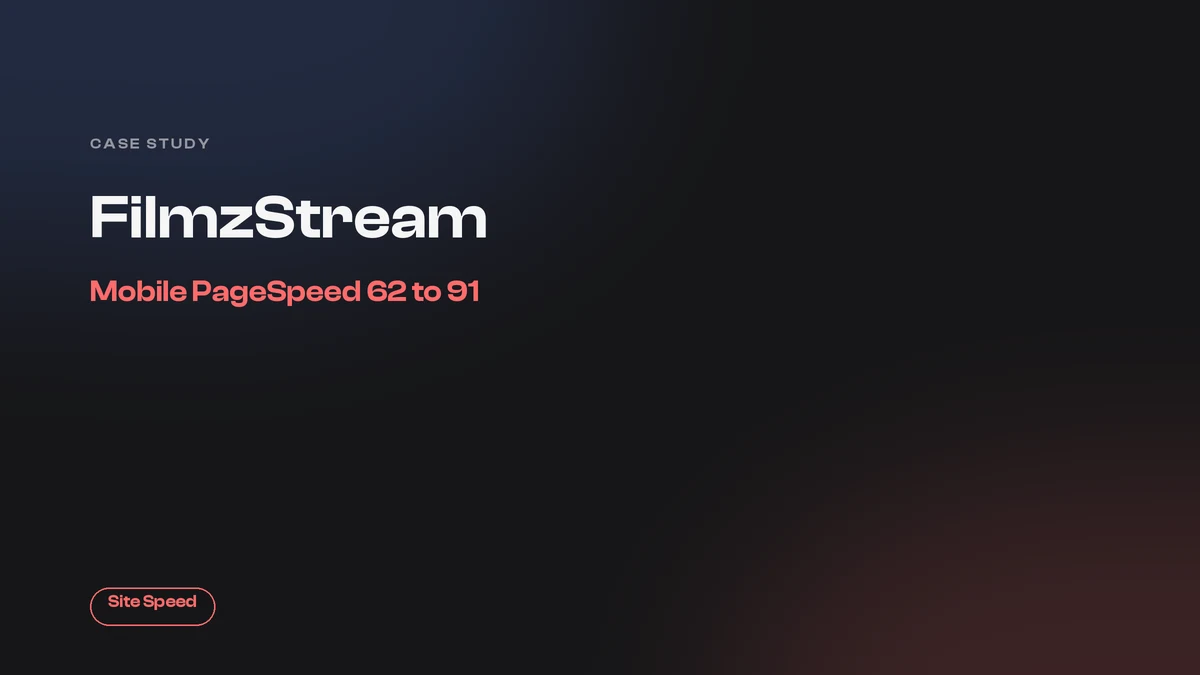 FilmzStream PageSpeed before and after scores side by side