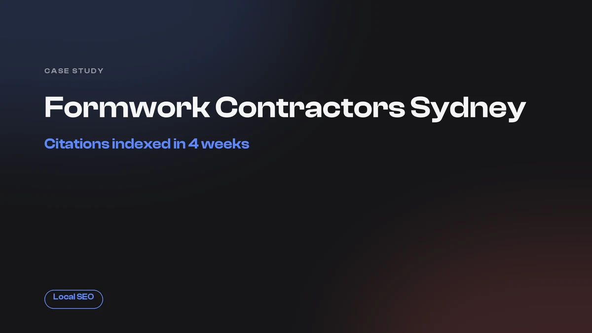 Formwork Contractors Sydney local SEO case study cover